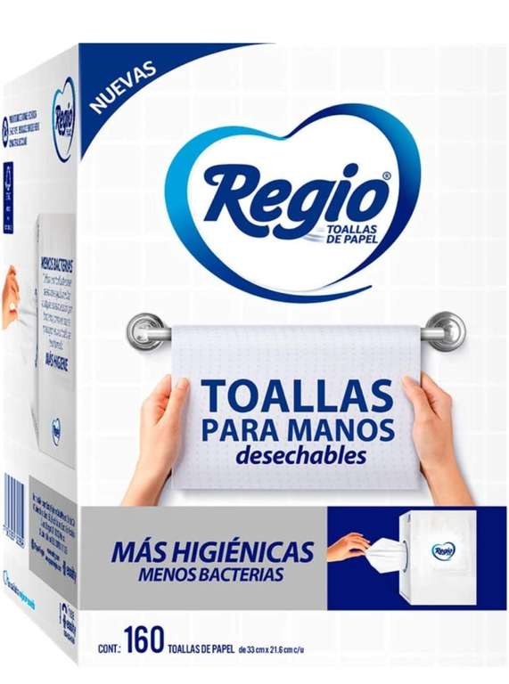 Amazon: Regio Regio Toallas Para Manos 1 Paquete 160 Hojas | Planea y Ahorra, envío gratis con Prime