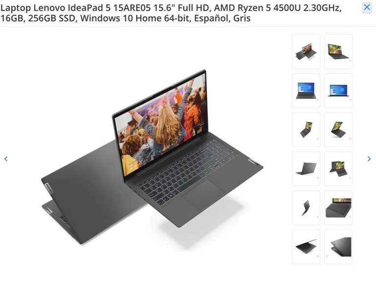 Office Depot: Laptop Lenovo IdeaPad 5 15ARE05 15.6" Full HD, AMD Ryzen 5 4500U 2.30GHz, 16GB, 256GB SSD