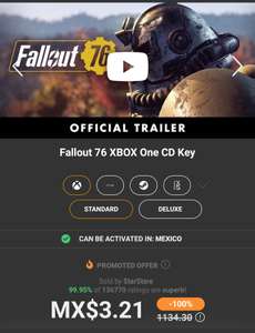 Fallout 76 Xbox One código global