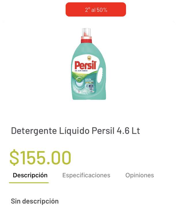 Soriana: Persil Alta higiene 4.6 L (2 piezas)