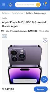 Walmart: iPhone 14 Pro 256 GB Morado Oscuro