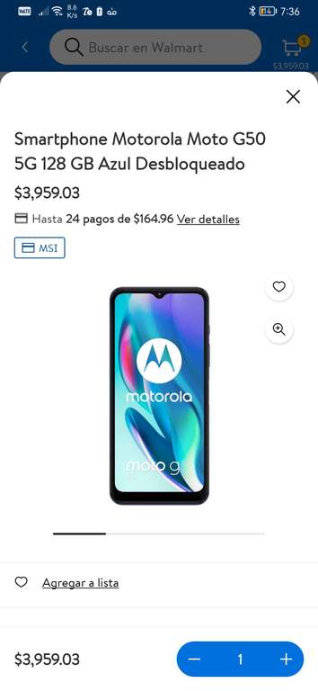 Walmart: Smartphone Motorola Moto G50 5G 128 GB Azul Desbloqueado