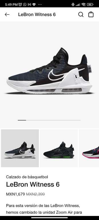Nike: Tenis Lebron Witness 6 negro con blanco - promodescuentos.com