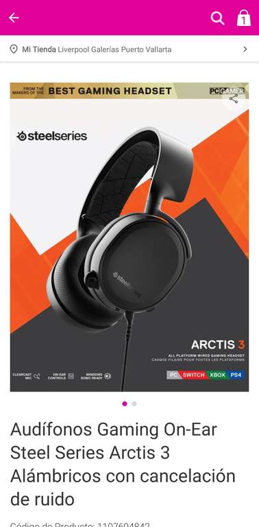 Liverpool: Headset steel series arctis 3 hasta 48 meses