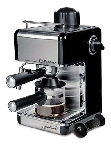 Amazon: Koblenz CKM-650 EIN - Cafetera expreso/cappuccino, 3.5 bar presión, 800 V, Negro/Acero, 10.04″ x 8.66″ x 14.17″, 4 tazas (240 ml)