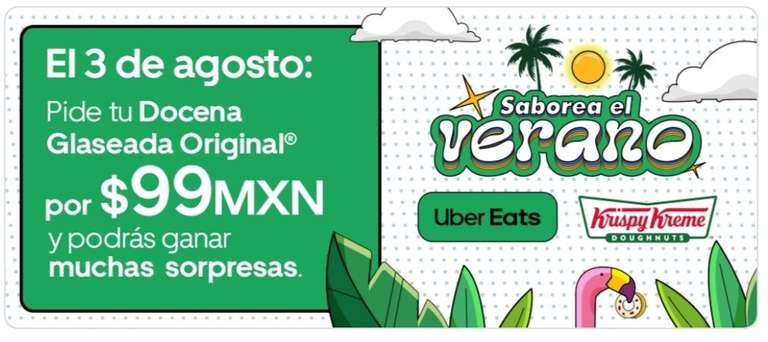 Uber Eats: Krispy Kreme Docena glaseada por 99 MXN