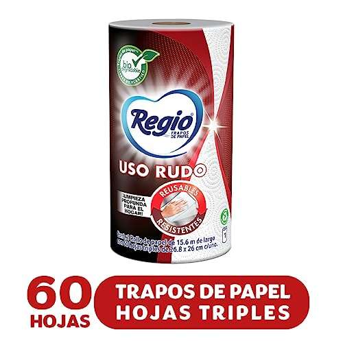 AMAZON / Regio Uso Rudo Toalla de Papel reusable, 1 rollo con 60 hojas triples