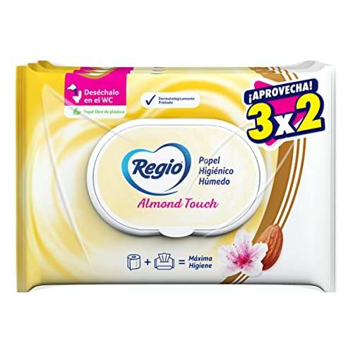 Amazon - 3x2 Regio Luxury Almond Touch Paquete con 42 hojas de papel higiénico húmedo (c/u 39.67)