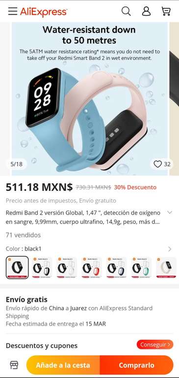 AliExpress: Xiaomi REDMI BAND 2 ( versión global )