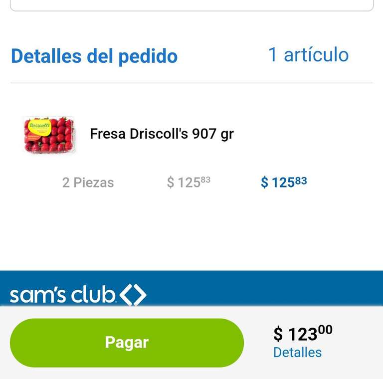 Sam's Club: 2x1 Fresa Driscoll's 907 gr (2 por $123)