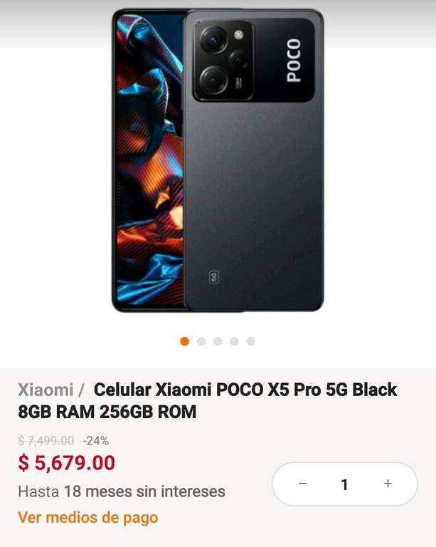 Linio: Celular Poco X5 Pro 256GB BLACK. 12% Pagando con Paypal