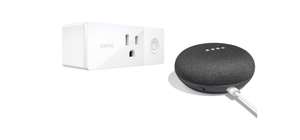 RadioShack: Bundle Google Home Mini y Enchufe Inteligente Wemo / WiFi / Blanco con gris | Recoger en tienda