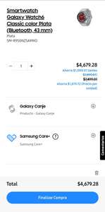 Samsung Store: Watch 6 Classic Color Plata 43mm +Buds live gratis