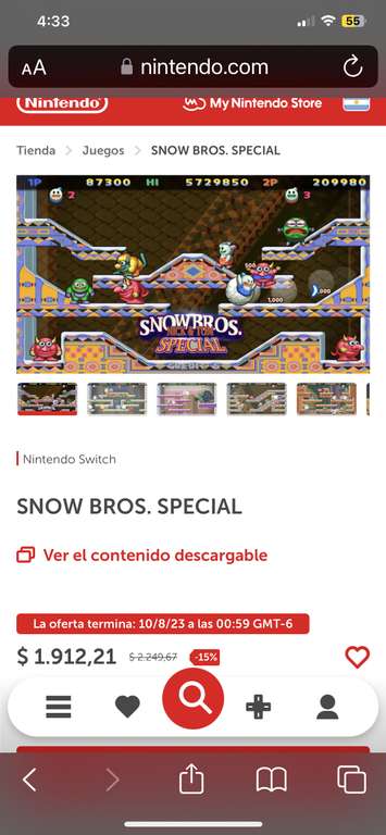 Nintendo eShop Argentina: Snow bros messishop sin impuestos