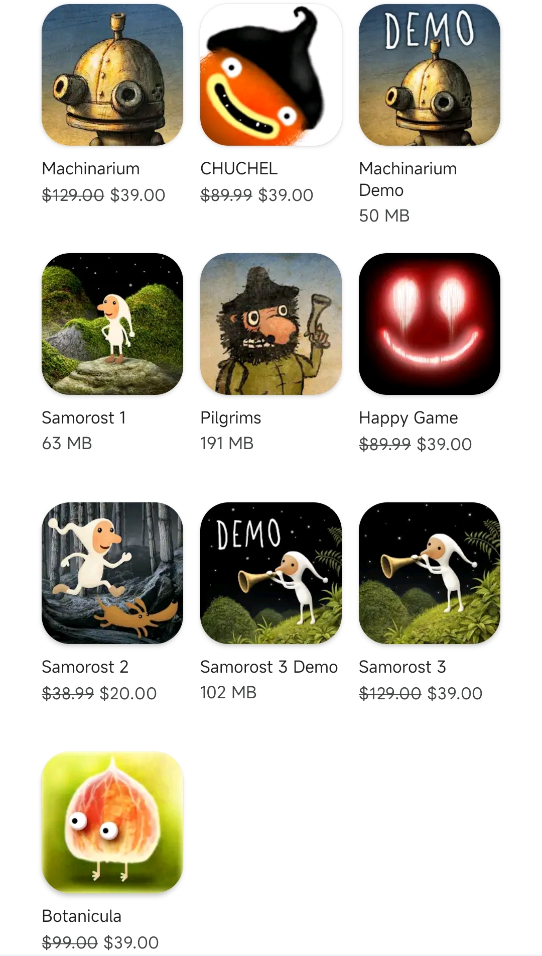 GOOGLE PLAY: Todos los Juegos de Amanita design hasta un 80% Dcto, (Machinarium, Botanicula, Samorost, etc)
