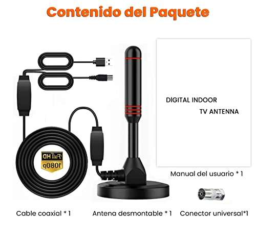 Amazon: Antena de HDTV Interior con 2 Amplificador de señal Inteligente