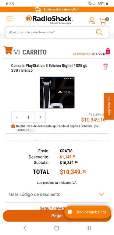 RadioShack: Consola PS5 digital ($10,349), Consola PS5 con lector ($12,599), Bundle Consola Xbox Series X + Control adicional ($14,038)