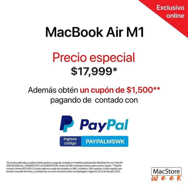 MacStore: Macbook Air m1 | Pagando con PayPal + cupón