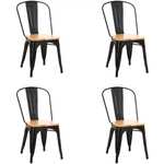 Linio: Set de 4 Sillas Tolix con asiento de madera, perfectas para interiores y exteriores.
