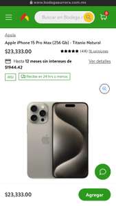 Bodega Aurrera: Apple iPhone 15 Pro Max (256 Gb)