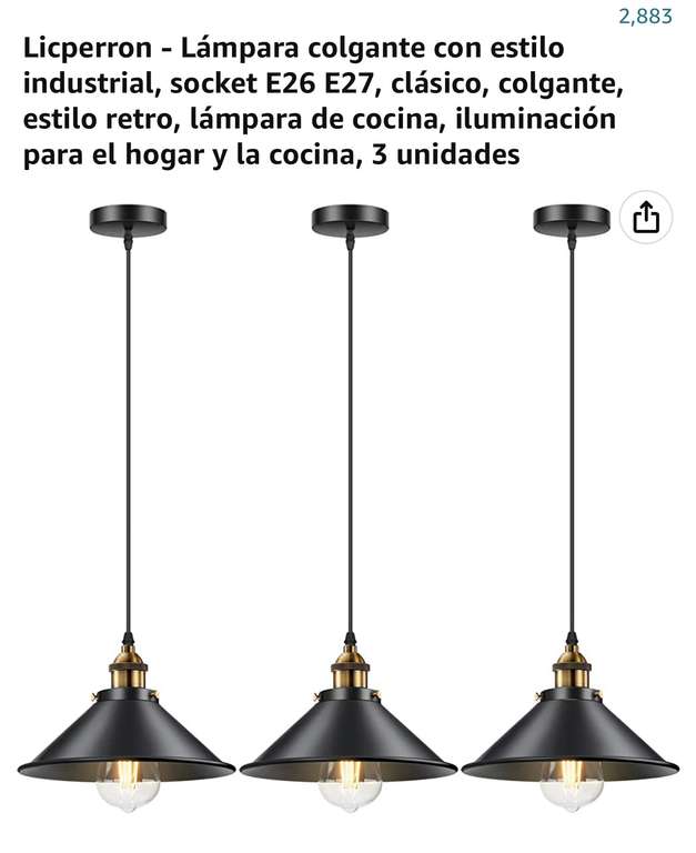 Amazon: Set de 3 lámparas