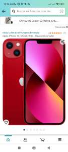 Amazon: Apple iPhone 13, 512GB, Rojo - (Reacondicionado) - Excelente
