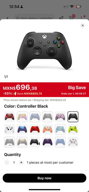 AliExpress: Control Xbox Series/One varios colores
