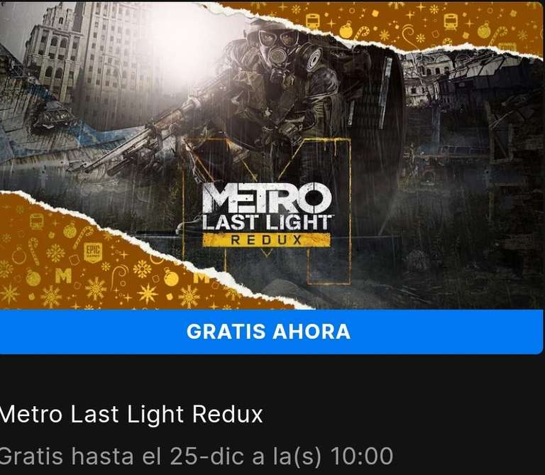 Epic Games Store: Metro Last Light Redux [Gratis]
