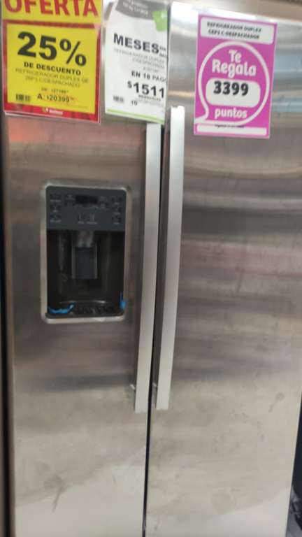 Soriana: Refrigerador GE Dúplex 26 Pies Cúbicos con Despachador (Santander)