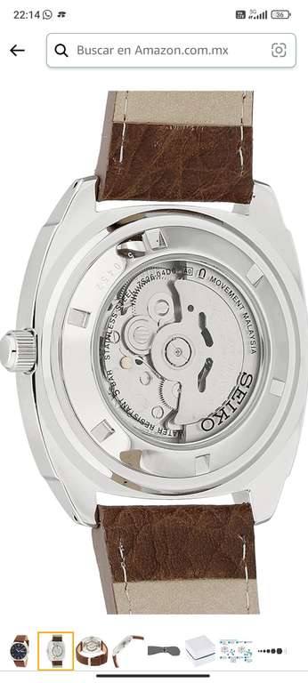 Amazon: Reloj Seiko para Hombres 44mm, pulsera de Piel, cubierta de Hardflex.