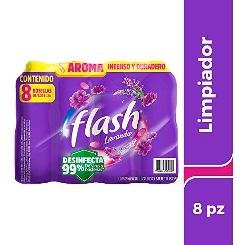 Amazon: Flash Limpiador Multiusos aroma Lavanda 1.25L - Paquete con 8pz