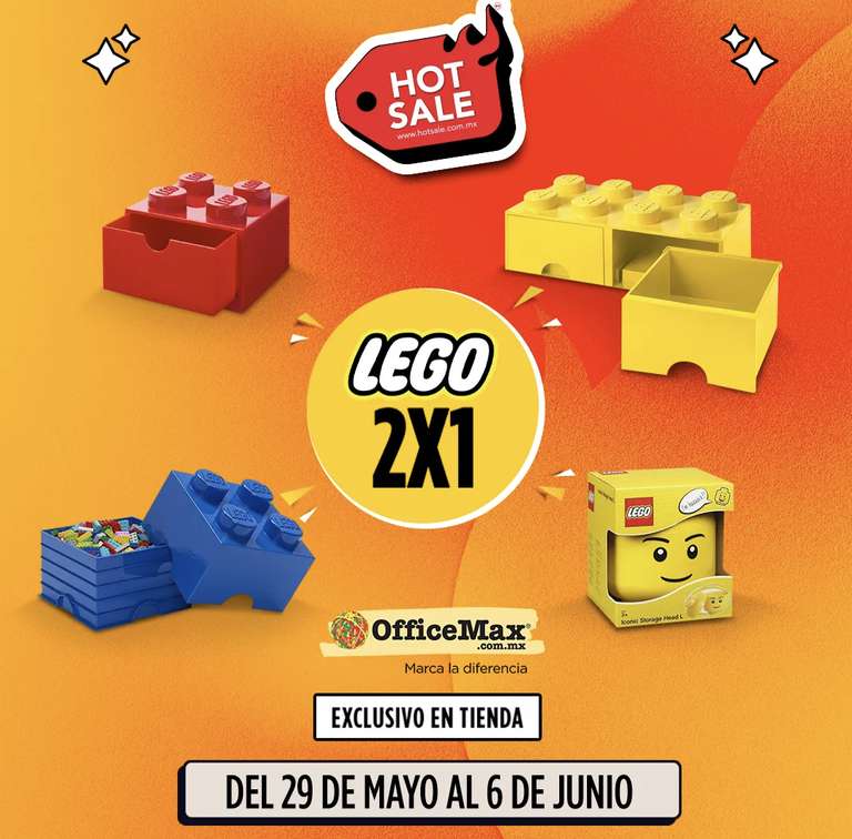 Office Max: Contenedores Lego al 2x1 desde $249