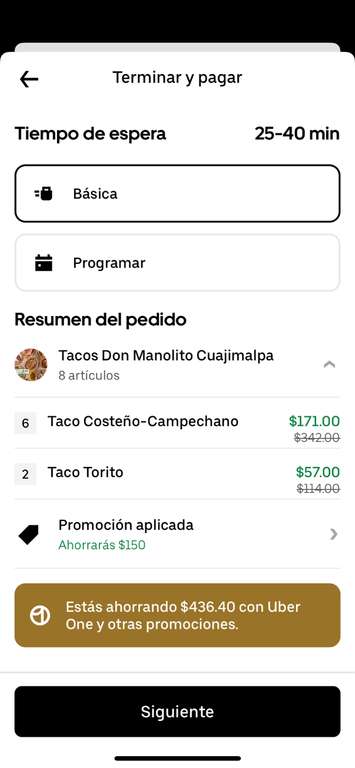 Uber eats: Tacos don Manolito Cuajimalpa 8 tacos por 78