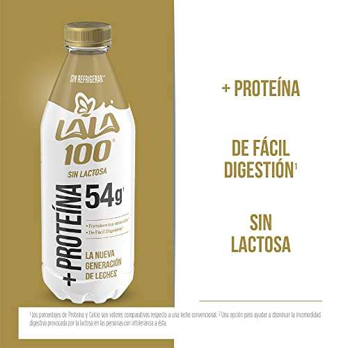 Amazon: Lala 100 Leche más Proteína Sin Lactosa, 12 piezas de 1L c/u | Planea y Ahorra, envío gratis con Prime
