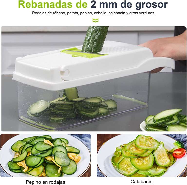Amazon: KAMYSEN Picadora de verduras, picadora de verduras multifuncional, con 6 cuchillas de acero inoxidable, cortador de verduras 14 en 1