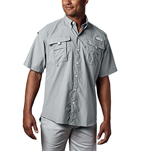 Amazon: Camisa Columbia de Pesca de Manga Corta para Hombre color gris (Talla 1X)