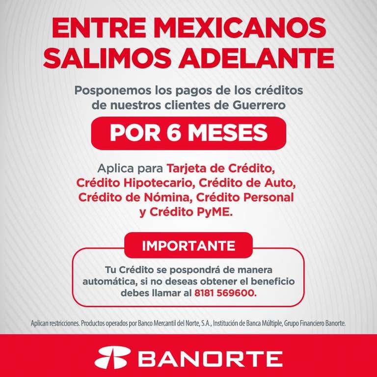HSBC, Santander, Banorte, BBVA, Citibanamex y Scotiabank: Si Vives en Guerrero y Tienes Algún Crédito, Posponen tu Pago por 6 Meses.