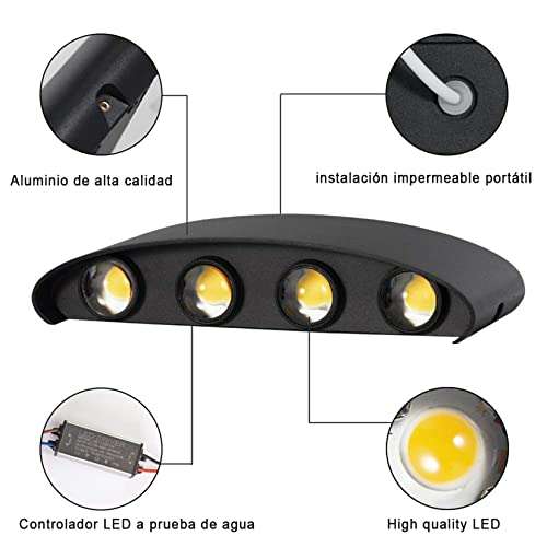 Amazon: Sunsign 8W LED Lampara Pared Industrial IP65 Impermeableuperior E Inferior para La IluminacióN Interior Y Exterior Negro