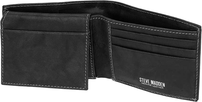 Amazon: Steve Madden cartera Leather RFID Wallet Extra Capacity Attached Flip Pocket