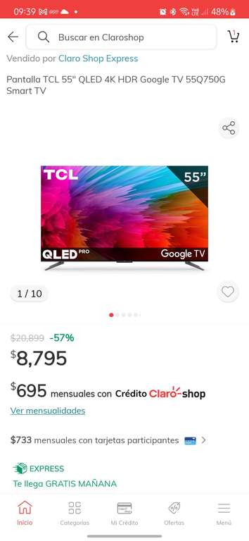 Claro Shop: Smart tv tcl q750g