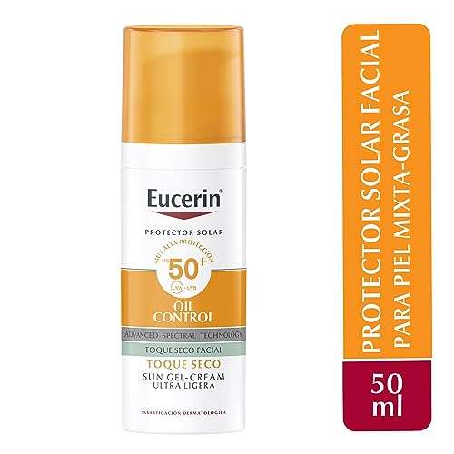 Amazon: Eucerin Protector solar facial efecto mate toque seco Oil Control, , 50 ml