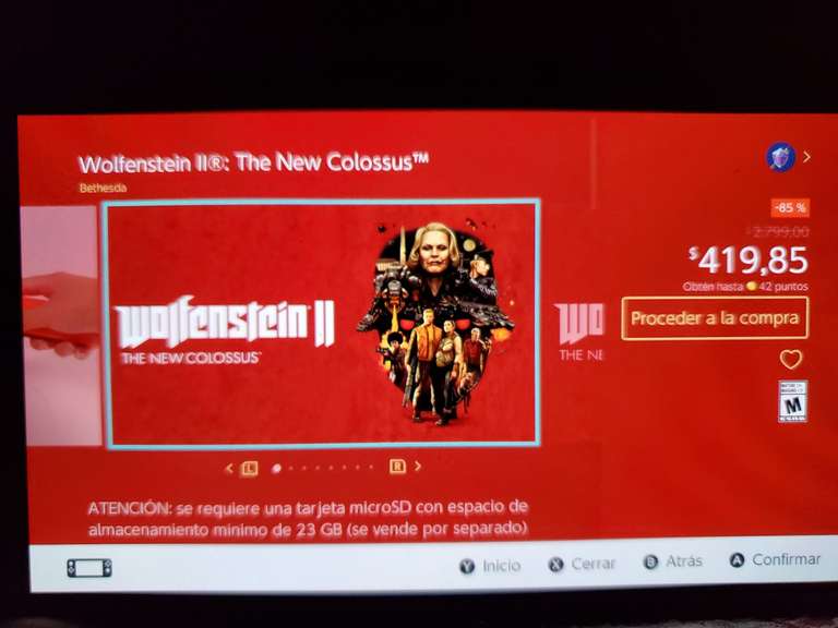Nintendo Switch, Wolfenstein II: The new Colossus (Eshop Argentina)
