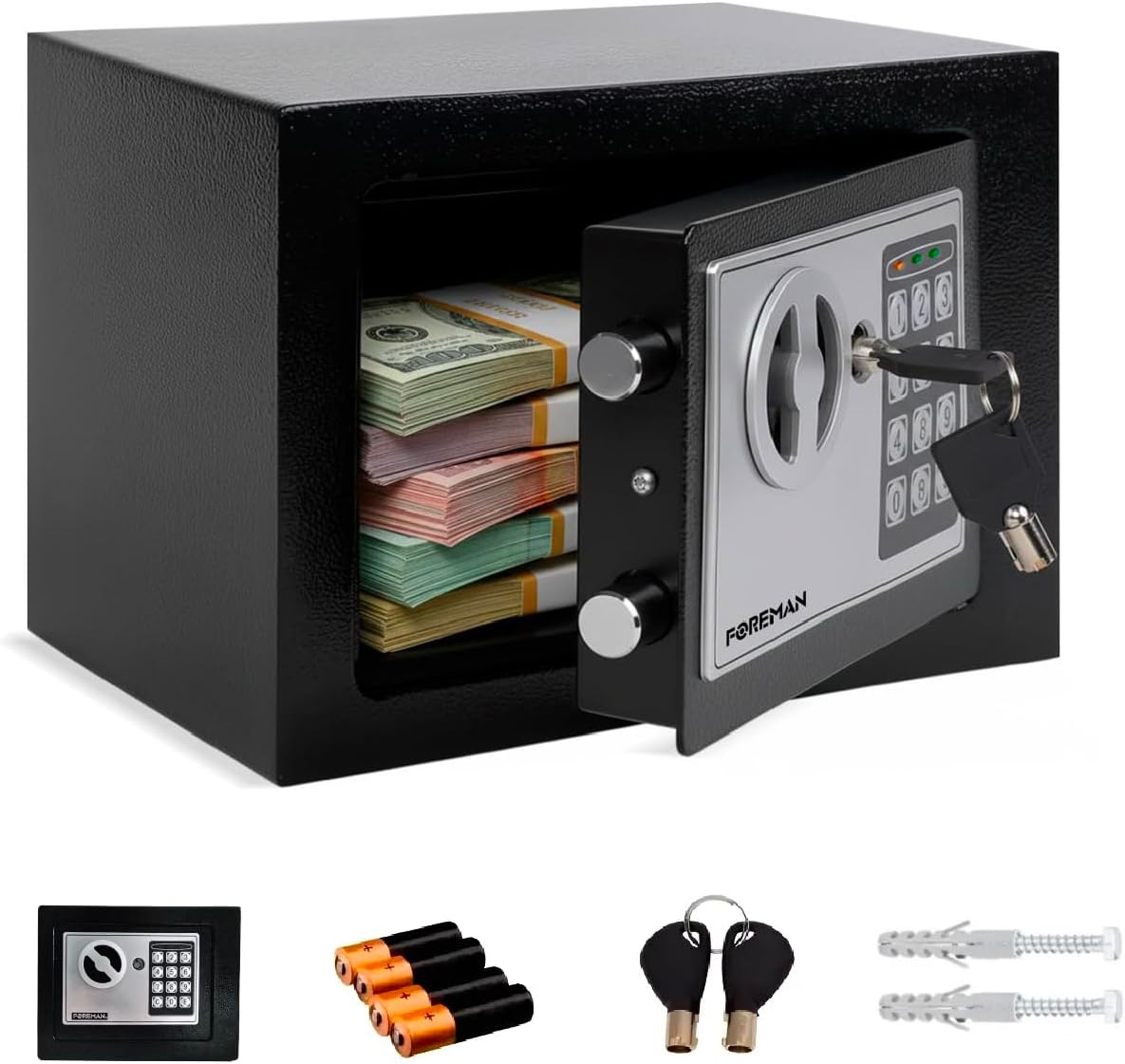 Amazon: FOREMAN Caja de Seguridad con Teclado Digital y Llave | Uso Doméstico o Comercial | Pequeña, Antirrobo y de Alta Resistencia