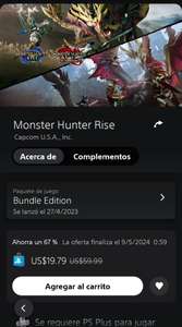 PlayStation: Monster Hunter Rise + Sunbreak PS Store (precio con impuestos)