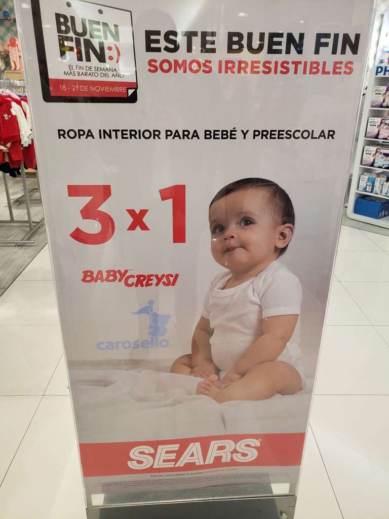 Sears: 3x1 en ropa interior Baby Creysi y Carosello