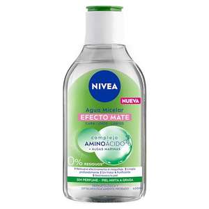 Amazon: NIVEA Agua Micelar Desmaquillante Todo en uno Efecto Mate (400 ml), Fórmula Vegana que Remueve Maquillaje a Prueba de Agua,