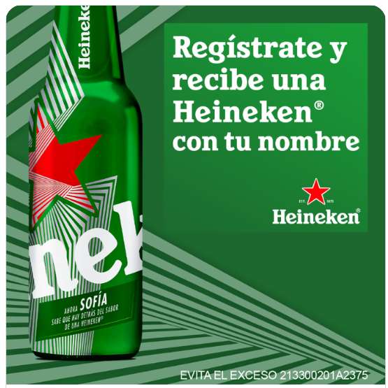 Heineken: Regístrate y recibe gratis una Heineken con tu nombre