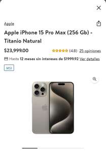 Walmart: iPhone 15 pro max Titanio 256 Gb