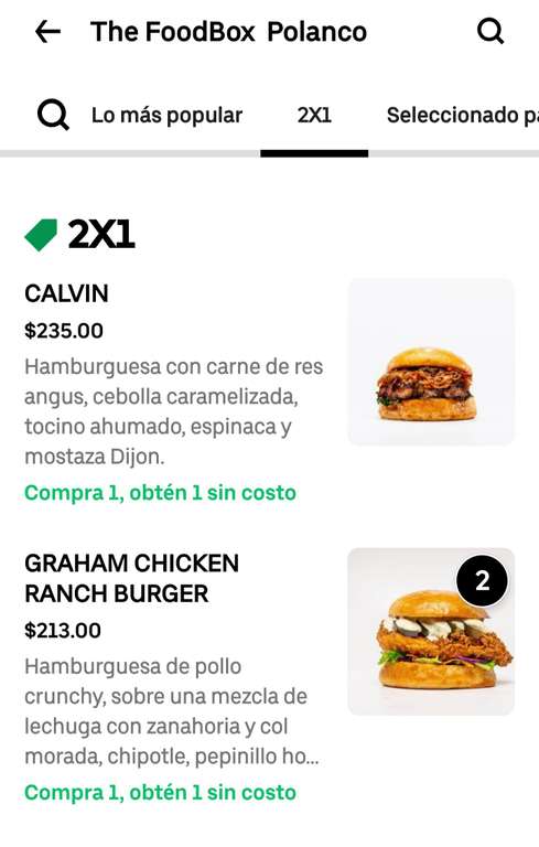UBER EATS - 2X1 EN THE FOOD BOX Y CUPÓN DE 140 PESOS | Miembros One