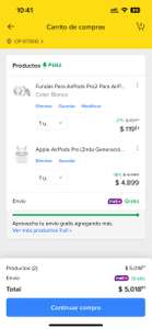 Mercado Libre: AirPods Pro 2da Generación + Funda en 3,518 pagando con Amex